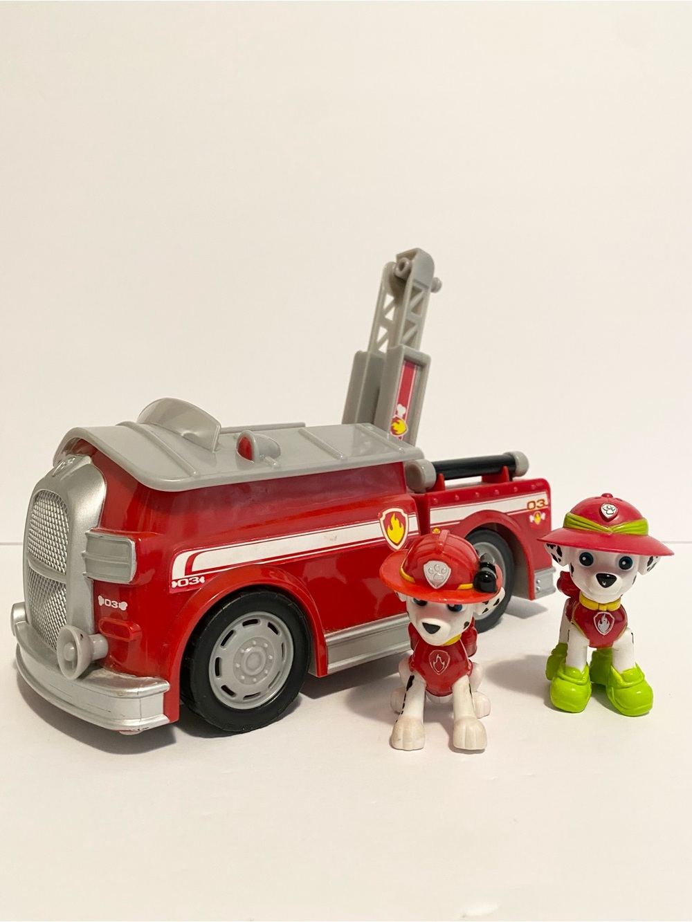 Paw Patrol Marshall Figure Lot w Fire Truck Vehicle Transforming Jungle Toy